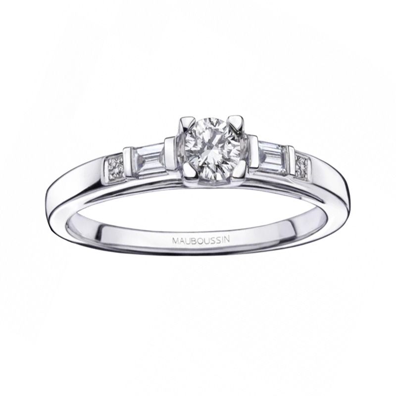 Bague femme solitaire mauboussin courtisane n°2 or 750/1000 blanc et diamants ri0788wgdi - bagues-femmes - edora