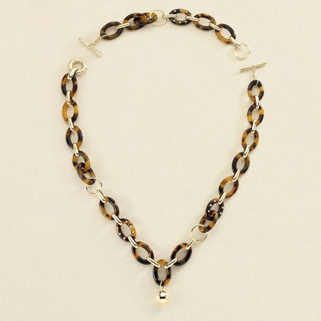 Collier femme agatha laiton doré et tortoise 02680142-173-tu – colliers femme