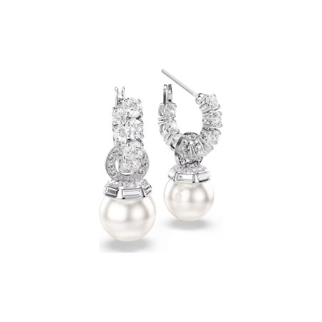 Boucles d'oreilles femme créoles swarovski matrix argenté et cristaux 5691716 – boucles d'oreilles femme