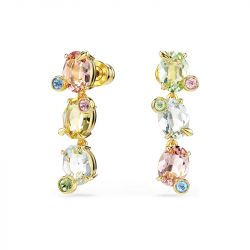 Boucles d'oreilles femme pendantes swarovski gema doré et cristaux 5714815 - boucles-d-oreilles-femme - edora - 0