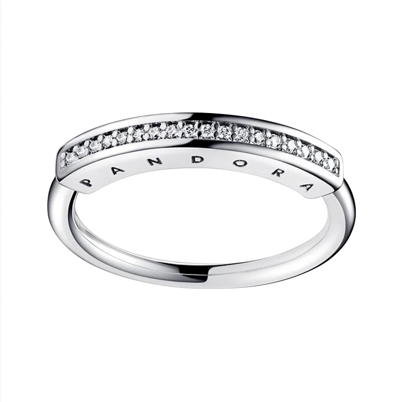 Bague femme taille 52 pandora pavÉe id signature argent 925/1000 - plus-de-bagues-femmes - edora