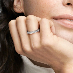 Bague femme taille 52 pandora pavÉe id signature argent 925/1000 - plus-de-bagues-femmes - edora - 1