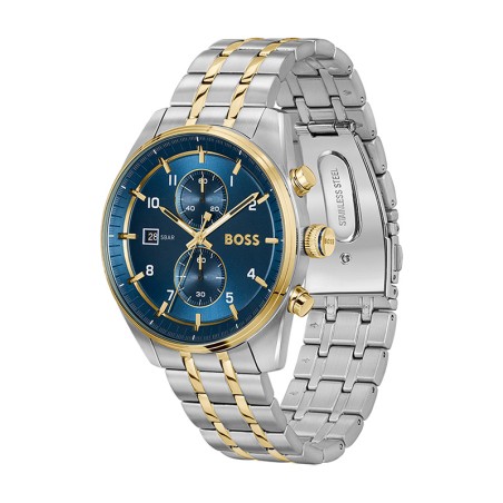 Montre homme chronographe boss skytraveller acier bicolore 1514247 – montres homme