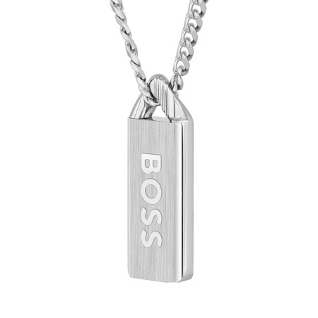 Collier homme boss kasst emblem acier argenté 1580677 – colliers homme