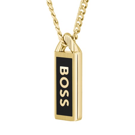 Collier homme boss kassy emblem acier doré 1580678 – colliers homme