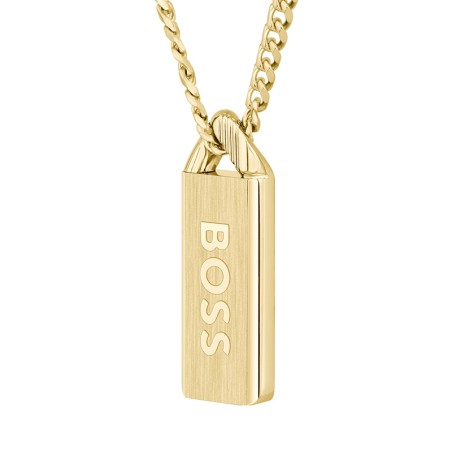 Collier homme boss kassy emblem acier doré 1580678 – colliers homme