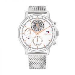 Montre homme chronographe tommy hilfiger stewart sport lux timer acier argenté 1710682 - montres-homme - edora - 0