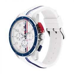 Montre homme chronographe tommy hilfiger bank sporty timer with th codes silicone blanc 1792167 - montres-homme - edora - 2