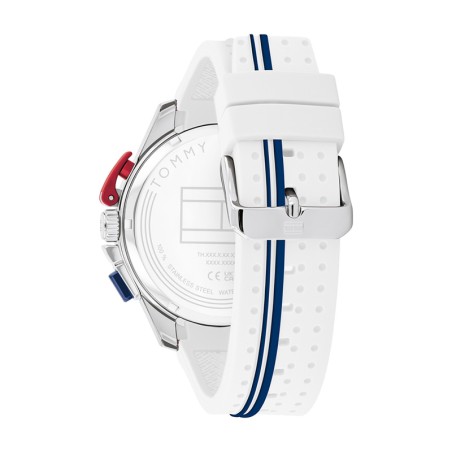 Montre homme chronographe tommy hilfiger bank sporty timer with th codes silicone blanc 1792167 – montres homme