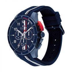Montre homme chronographe tommy hilfiger bank sporty timer with th codes silicone bleu 1792169 - montres-homme - edora - 2