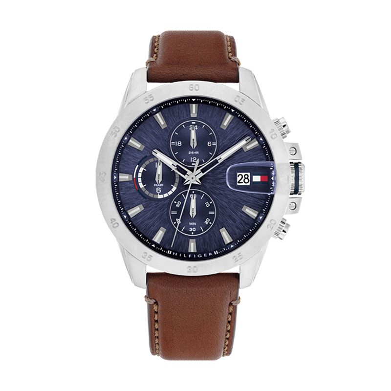 Montre homme chronographe tommy hilfiger jameson classic timer cuir marron 1792195 - montres-homme - edora