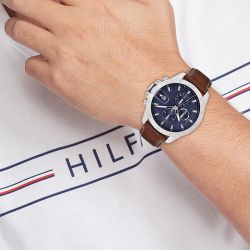 Montre homme chronographe tommy hilfiger jameson classic timer cuir marron 1792195 - montres-homme - edora - 1