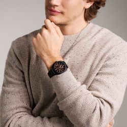 Montre homme chronographe fossil machine acier noir fs6097 - montres-homme - edora - 1