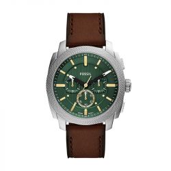 Montre homme chronographe fossil machine cuir marron fs6100 - montres-homme - edora - 0