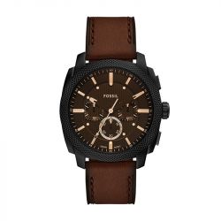 Montre homme chronographe fossil machine cuir marron fs6101 - montres-homme - edora - 0