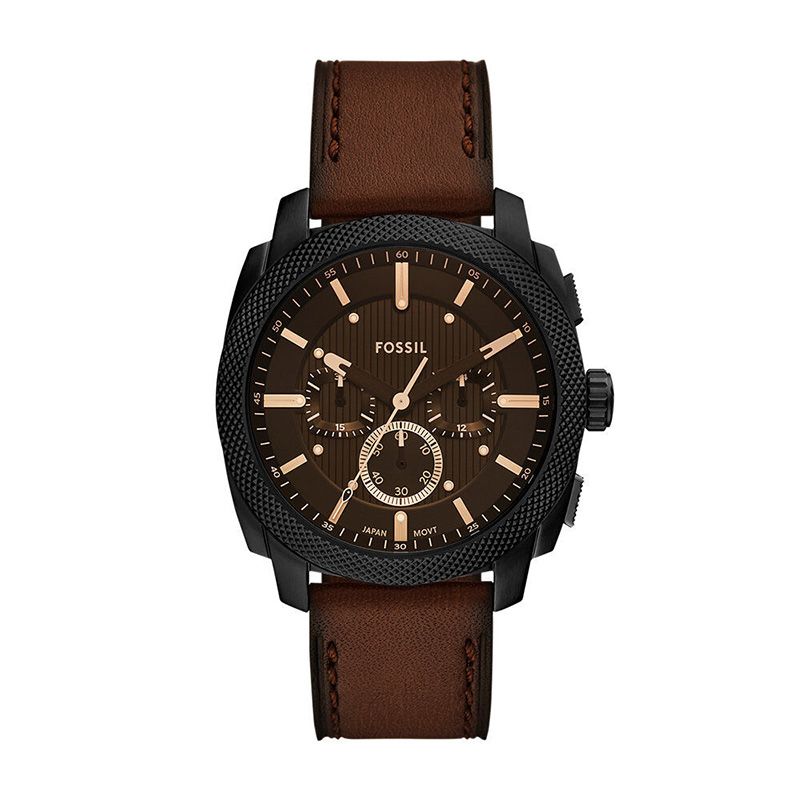 Montre homme chronographe fossil machine cuir marron fs6101 - montres-homme - edora