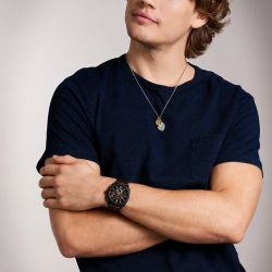 Montre homme chronographe fossil machine cuir marron fs6101 - montres-homme - edora - 1