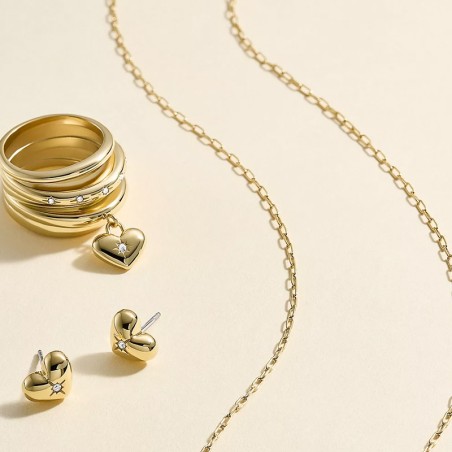 Boucles d'oreilles femme puces fossil cœurs sadie all my love acier doré jf04832710 – boucles d'oreilles femme