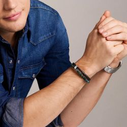 Bracelet homme fossil jewelry cuir marron  jf04854040 - bracelet-fossil-homme - edora - 1