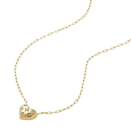 Collier femme fossil cœurs sadie all my love acier doré jf04856710 – fête des mères