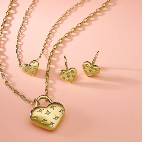 Collier femme fossil cœurs sadie all my love acier doré jf04856710 – fête des mères