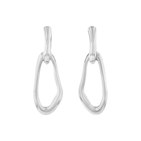 Bouces d'oreilles femme pendantes calvin klein sculptural acier argenté 35000749 – boucles d'oreilles femme