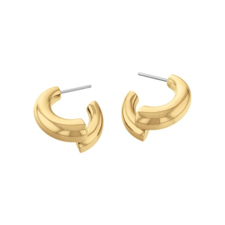 Boucles d'oreilles femme créoles sculptural acier doré 35000765 – boucles d'oreilles femme