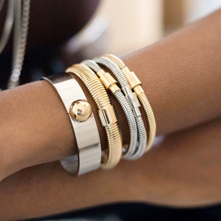 Bracelet or & argent, bracelet plaqué or, bracelet cuir & tissu - bracelets-femme - edora - 2