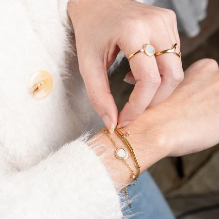 Bracelet or & argent, bracelet plaqué or, bracelet cuir & tissu - bracelets-femme - edora - 2