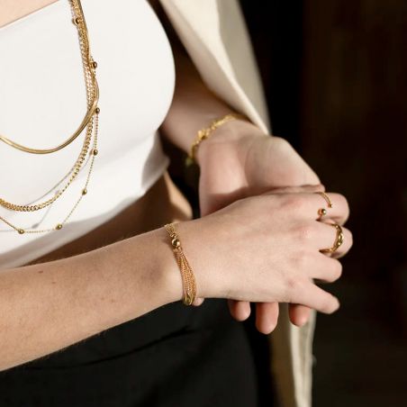 Bracelet or & argent, bracelet plaqué or, bracelet cuir & tissu - bracelets-femme - edora - 2