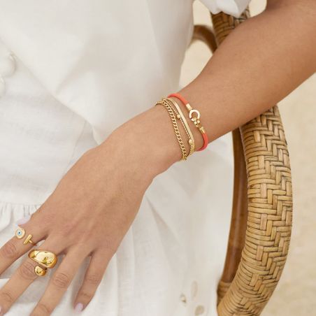 Bracelet or & argent, bracelet plaqué or, bracelet cuir & tissu - bracelets-femme - edora - 2