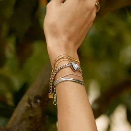 Bracelet or & argent, bracelet plaqué or, bracelet cuir & tissu - bracelets-femme - edora - 2