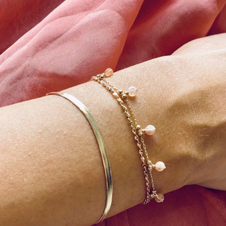 Bracelet or & argent, bracelet plaqué or, bracelet cuir & tissu - bracelets-femme - edora - 2