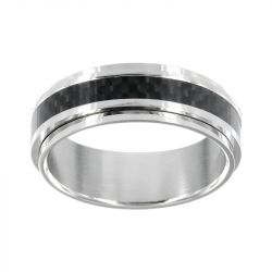 Bague homme phebus laon acier et carbone 15-0124 - bague argent & or homme, bague homme - - bagues-homme - edora - 0