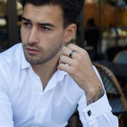 Bague homme phebus laon acier et carbone 15-0124 - bague argent & or homme, bague homme - - bagues-homme - edora - 1