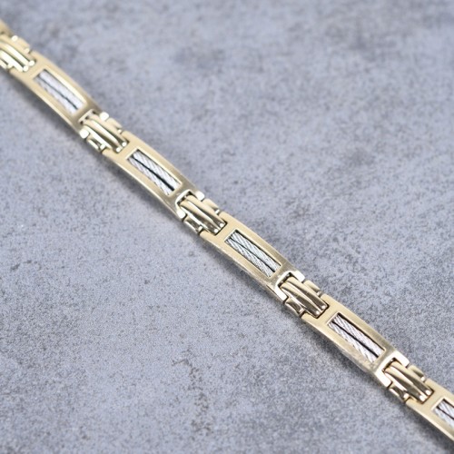 Bracelet Homme PHEBUS Acier Doré Et Câble 35-0950