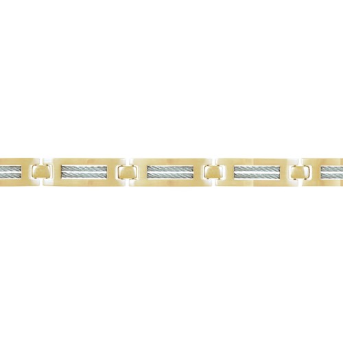 Bracelet Homme PHEBUS Acier Doré Et Câble 35-0950