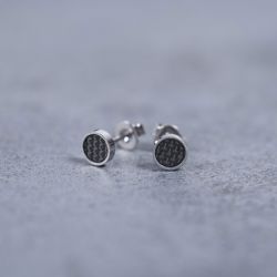 Boucles d'oreilles hommes clous phebus séverin acier et carbone 87-0018 - boucles-d-oreilles-homme - edora - 1