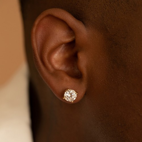 Boucles d'Oreilles Homme Clous PHEBUS ISSA Acier Doré et Oxydes 87-0050