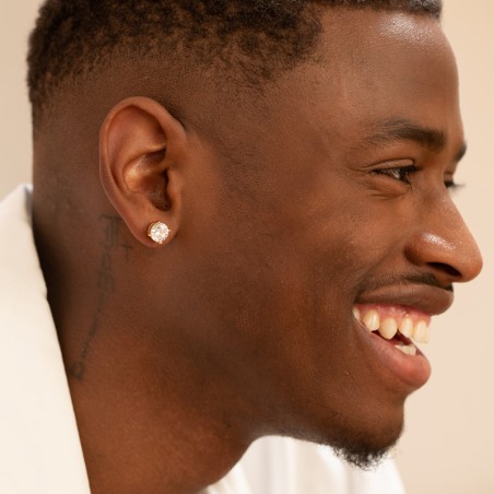 Boucles d'oreilles homme clous phebus issa acier doré et oxydes 87-0050 – boucles d'oreilles homme