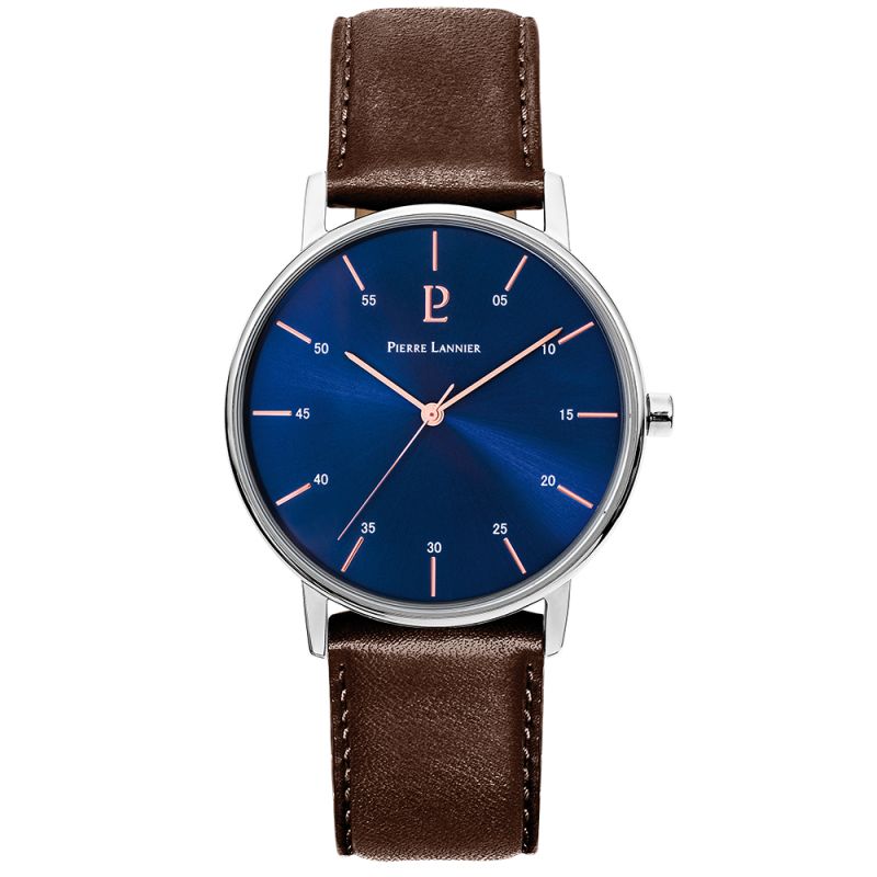 Montre homme pierre lannier cityline cuir brun - analogiques - edora
