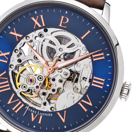 Montre homme pierre lannier automatic cuir brun – montres françaises