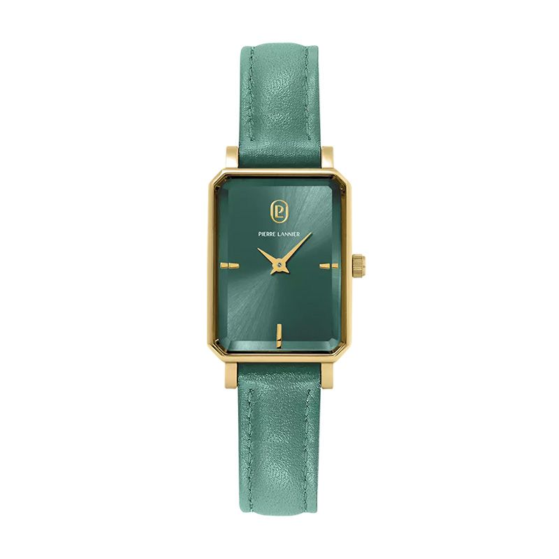 Montre femme pierre lannier ariane doré cadran vert bracelet cuir vert 12 mm 006l577 - montres-femme - edora