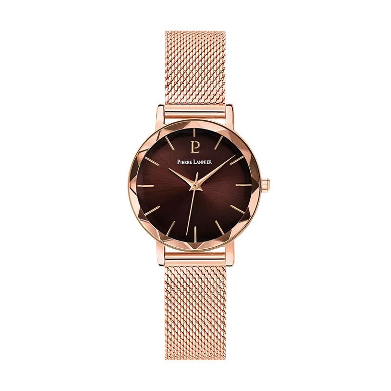 Montre femme pierre lannier multiples doré-rose cadran chocolat bracelet acier milanais doré-rose 14 mm 010p988 - montres-femme - edora