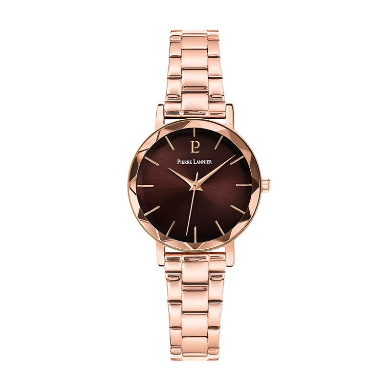 Montre femme pierre lannier multiples doré-rose cadran chocolat bracelet acier doré-rose 14 mm 012p988 - montres-femme - edora