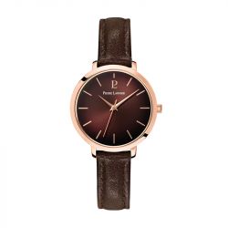 Montre femme pierre lannier chouquette doré-rose cadran chocolat bracelet cuir chocolat 038j530 - montres-femme - edora - 0