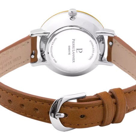 Montre femme pierre lannier chouquette cadran vert bracelet cuir brun 046h774 – montres françaises