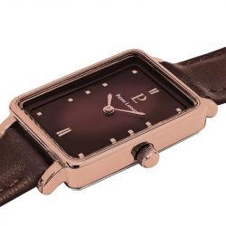 Montre femme pierre lannier  ariane doré-rose cadran chocolat bracelet cuir chocolat 050k984 - montres-femme - edora - 2