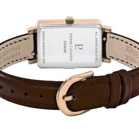 Montre femme pierre lannier  ariane doré-rose cadran chocolat bracelet cuir chocolat 050k984 – montres françaises