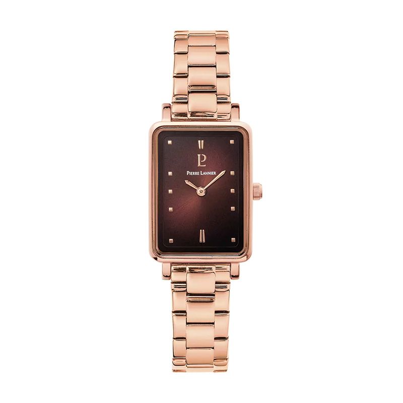 Montre femme pierre lannier ariane doré-rose cadran chocolat bracelet acier doré-rose 052j988 - montres-femme - edora